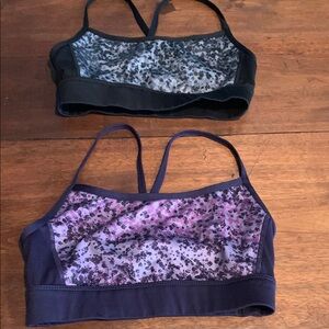 Women's Floral Sports Bra Set - Black and Purple